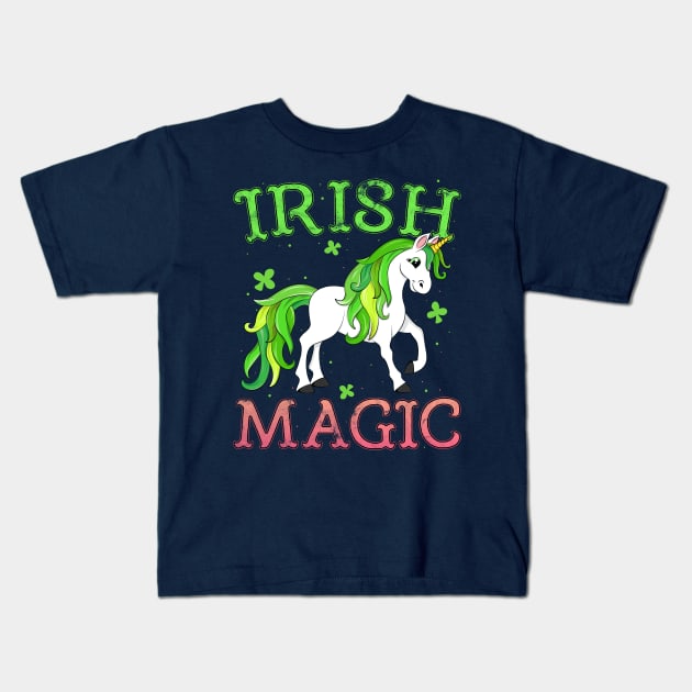 Irish Magic Leprechaun Unicorn T-Shirt St Patricks Day Kids Kids T-Shirt by 14thFloorApparel